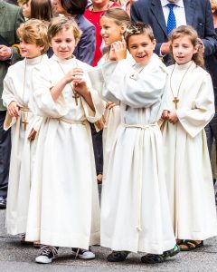 children in altar server garments